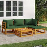 vidaXL Salon de jardin 5 Pièces avec coussins vert bois massif