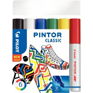 Pochette de 6 marqueurs pointe moyenne PILOT PINTOR classic