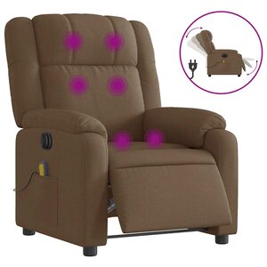 vidaXL Fauteuil inclinable de massage électrique marron tissu