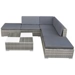vidaXL Salon de jardin 6 Pièces avec coussins Résine tressée Gris