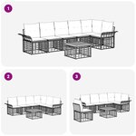 vidaXL Ensemble de canapés d'extérieur 7 pc Noir et Gris foncé
