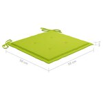 vidaXL Chaises de jardin lot de 6 avec coussins vert vif Bois de teck