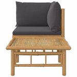 vidaXL Salon de jardin 2 Pièces avec coussins gris foncé bambou