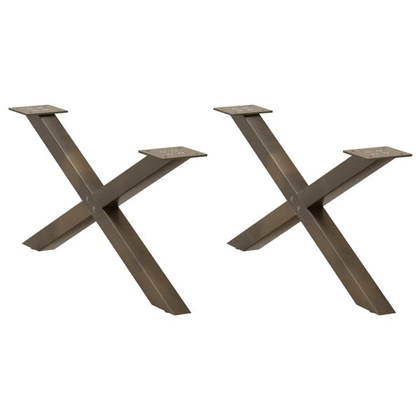 vidaXL Pieds de table basse en forme de X  2 pièces  acier naturel  70 x (30-31) cm