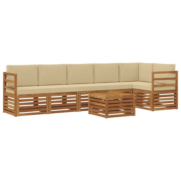 vidaXL Ensemble de canapés d'extérieur 7 pc Naturel et Beige Polyester