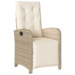vidaXL Chaise inclinable de jardin et repose-pied beige résine tressée
