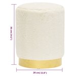 vidaXL Tabouret rond Blanc Peluche