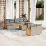 vidaXL Salon de jardin avec coussins 10 Pièces beige résine tressée