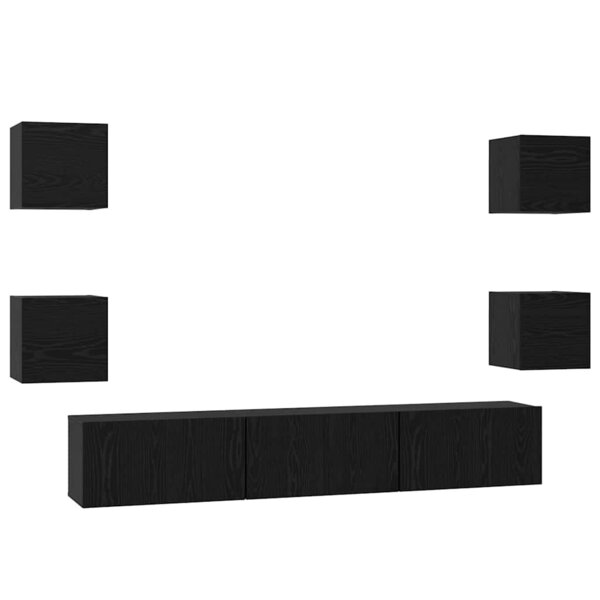 vidaXL Ensemble meuble TV 7 Pièces Chêne noir Moyen 180 x 30 x 30 cm