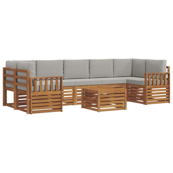 vidaXL Ensemble de canapés d'extérieur 8 Pièces Gris Naturel et Clair