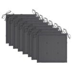 vidaXL Chaises de jardin avec coussins anthracite lot de 8 Teck massif