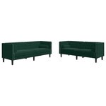vidaXL Ensemble de canapé Chesterfield et traversins 2 Pièces vert foncé