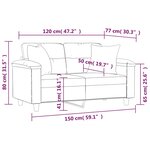 vidaXL Canapé 2 places avec oreillers gris 120 cm similicuir
