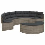 vidaXL Salon de jardin 2 Pièces demi-rond gris résine tressée
