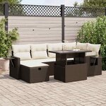 vidaXL Salon de jardin avec coussins 7 Pièces marron résine tressée