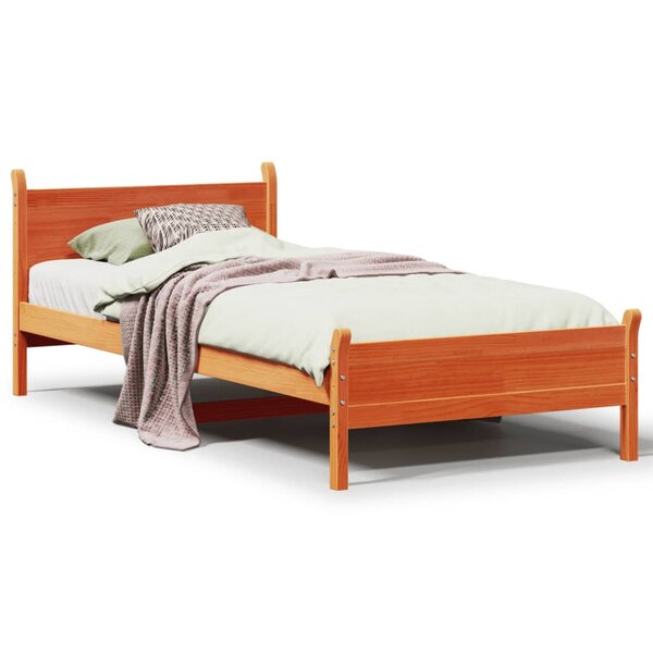 vidaXL Cadre de lit sans matelas cire marron 100x200cm bois pin massif