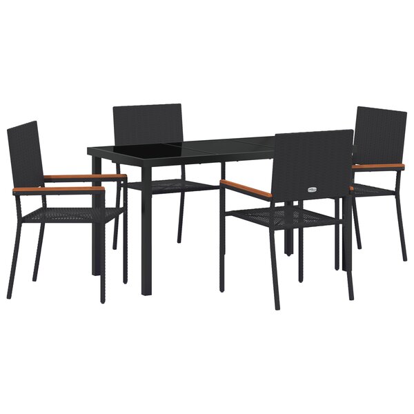 vidaXL Ensemble de jardin 5 pièces noir en rotin synthétique