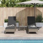 vidaXL Chaise longue avec coussin 2 Pièces Gris 35 x 35 x 32cm polyrotin