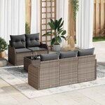vidaXL Ensemble de canapé de jardin 6 Pièces Gris 55 x 55 x 37 cm