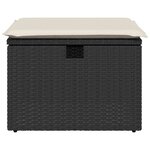 vidaXL Tabouret de jardin avec coussin noir 55x55x37 cm résine tressée