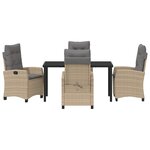 vidaXL Ensemble de Salle à Manger de Jardin 5 Pièces avec Coussins Beige Rattan