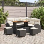 vidaXL Ensemble de canapé de jardin avec coussin 9 Pièces Noir Poly rotin