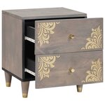 vidaXL Cabinet de chevet Gris 40 x 33 x 46 cm bois de manguier massif
