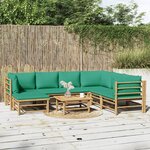 vidaXL Salon de jardin 8 Pièces avec coussins vert bambou