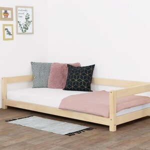 Lit simple sommier bois vernis 90 x 200 cm