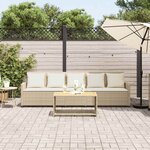 vidaXL Canapé de jardin avec coussins 5 places beige résine tressée
