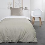 TODAY Charlie Parure de lit Coton 1 personne - 140 x 200 cm - Bicolore Blanc et Beige