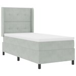 Lit Box Spring avec Matelas et Lumière LED Gris Clair 100x200 cm en Velours