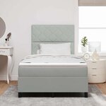 Lit box spring vidaXL avec matelas et lumière LED Gris clair 120x190 cm Velours
