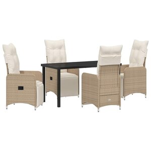vidaXL Ensemble de salle à manger pour jardin 5 Pièces Beige polyrotin
