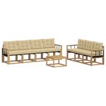 vidaXL Ensemble de canapés d'extérieur 8 Pièces Blanc et Beige