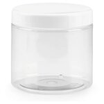 Bocal plastique 600 ml à couvercle blanc vissant (lot de 48)