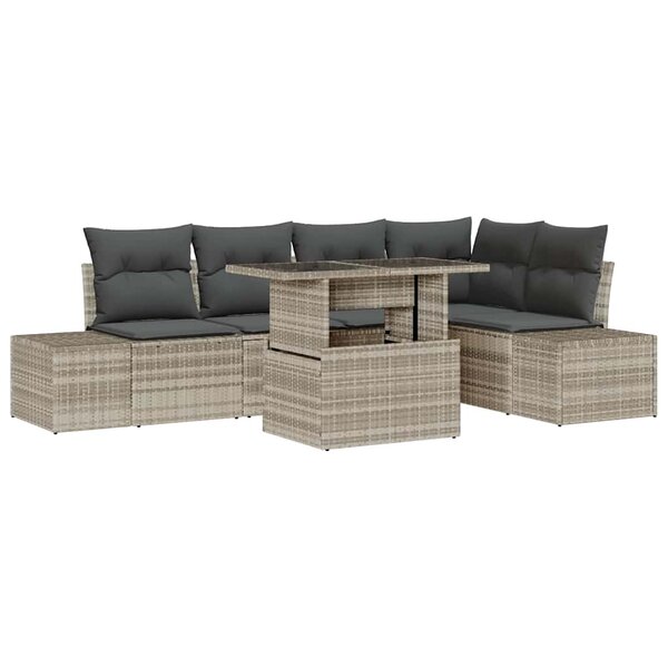 vidaXL Ensemble de canapé de jardin 6 Pièces Gris clair Poly rotin