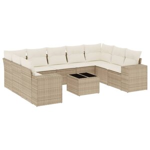 vidaXL Salon de jardin avec coussins 10 Pièces beige résine tressée