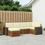 vidaXL Ensemble de canapé d'angle avec coussin 6 Pièces Naturel et Crème