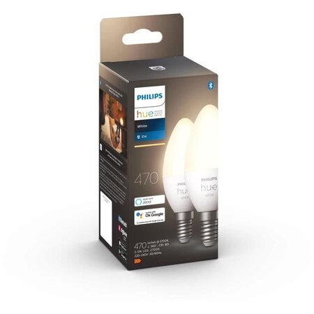 Philips hue blanc - ampoules led connectées e14 - compatible bluetooth - pack de 2