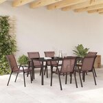 vidaXL Chaises empilables de jardin lot de 6 Marron Tissu textilène