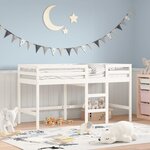 vidaXL Lit mezzanine enfants échelle blanc 80x200 cm bois pin massif