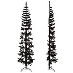 vidaXL Demi sapin de Noël artificiel mince avec support Noir 180 cm
