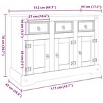 vidaXL Buffet Corona gris 112x43x78 cm bois massif pin mexicain