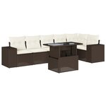 vidaXL Salon de jardin avec coussins 7 Pièces marron résine tressée