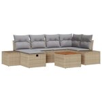 vidaXL Ensemble de canapé de jardin 7 Pièces Beige Poly rotin