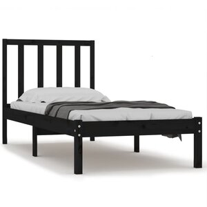 vidaXL Cadre de lit sans matelas noir 75x190 cm bois de pin massif