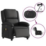 vidaXL Fauteuil de massage inclinable électrique noir cuir véritable