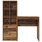 vidaXL Bureau avec tiroir avec étagère avec stockage 2 Pièces Bois ancien