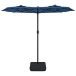vidaXL Parasol de jardin à double tête avec LED bleu azuré 316x145 cm